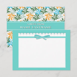 Söt band & Pastell Elegant Mint Teal Blommig Anteckningskort