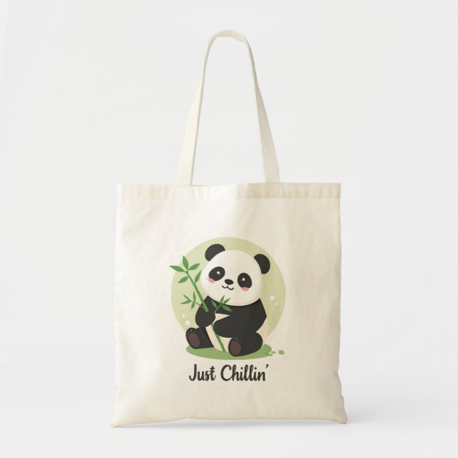 Söt "Bara Chillar" Panda Tygkasse (Framsidan)