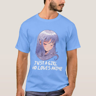 Söt bara en tjej som älskar anime japansk anime Gi T Shirt