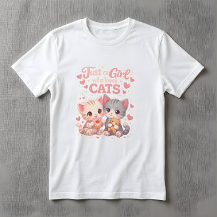 Söt bara en tjej som älskar katter söta kattungar t shirt