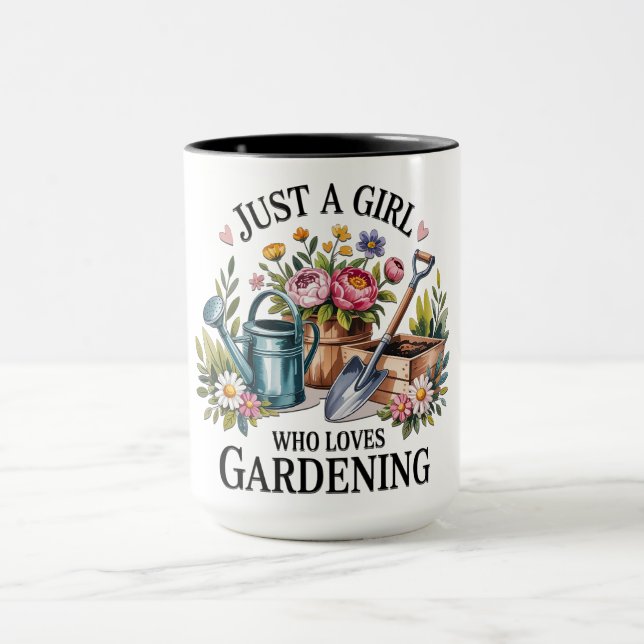 Söt bara en tjej som älskar trädgårdsskötsel mugg (Center)