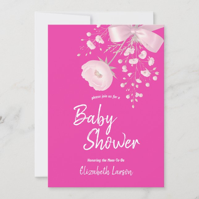 Söt Bärfärgad Vild Blomma Baby Shower Inbjudningar (Framsida)