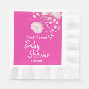 Söt Bärfärgad Vild Blomma Baby Shower Pappersservett