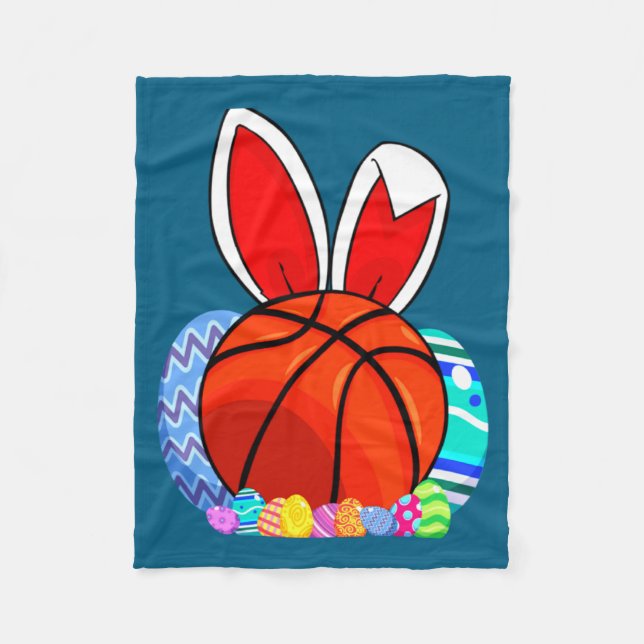 Söt barn basket easterägg kanin t-shirt  fleecefilt (Framsidan)