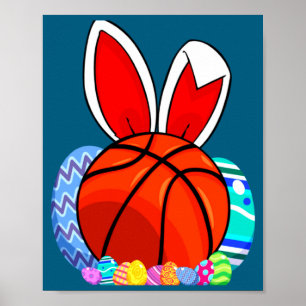 Söt barn basket easterägg kanin t-shirt poster