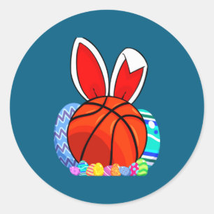 Söt barn basket easterägg kanin t-shirt runt klistermärke