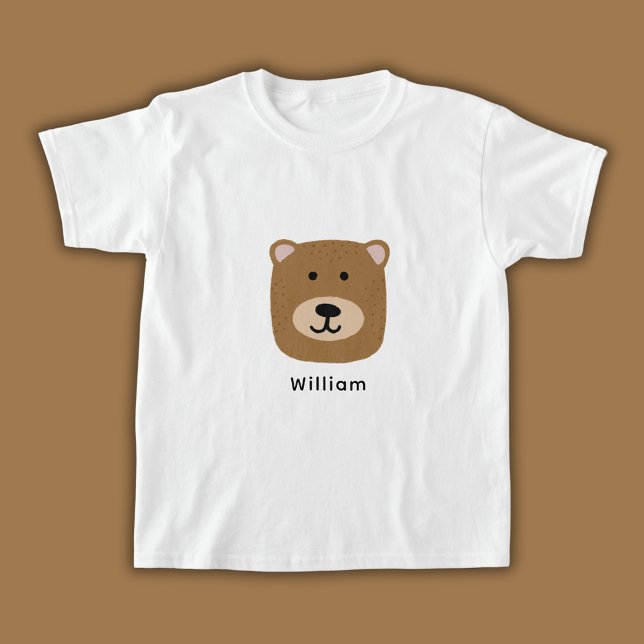 Söt barn björn huvud t shirt (Brown bear personalized kids t-shirt)