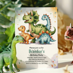 Söt barn dinosaurie tema födelsedagsfest inbjudningar
