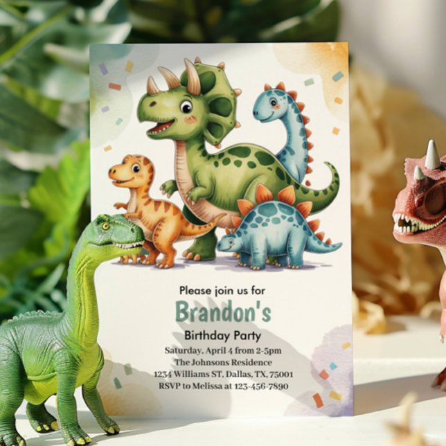 Söt barn dinosaurie tema födelsedagsfest  inbjudningar (Skapare uppladdad)
