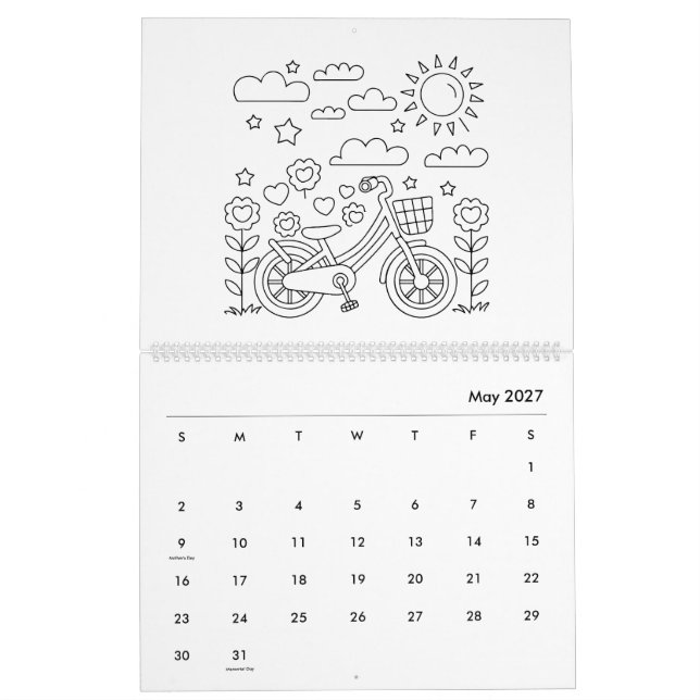 Söt Barn Färgbok Kalender (May 2027)