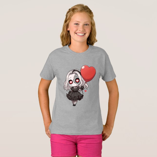 Söt barn grå t-shirt med bedårande illustration (Hel framsida)