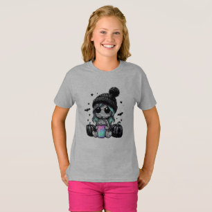 Söt barn grå t-shirt med bedårande illustration