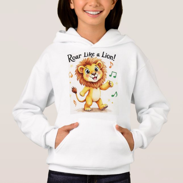 Söt Barn Hoodie – Rollig Djuräventyrs Tröja (Framsida)