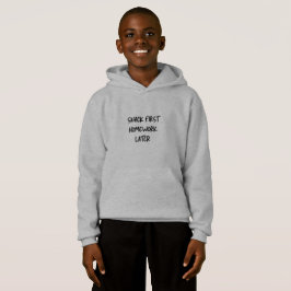 Söt barn hoodie Snacks först Läxor senare Hoodie T Shirt