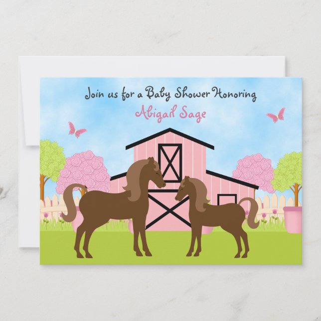 Söt Barn Horse Baby Shower-inbjudningar Inbjudningar (Framsida)