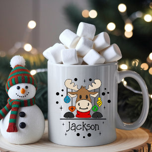 Söt barn ren julmugg med namn kaffemugg