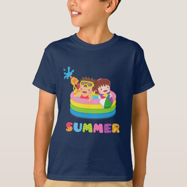 Söt barn sommar vatten pool kul t-shirt (Framsida)