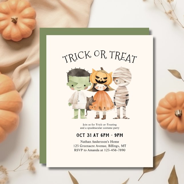Söt barn trick-or-treat kostym fest inbjudan (Skapare uppladdad)