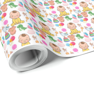 Söt barnkammardesign för baby shower-present presentpapper