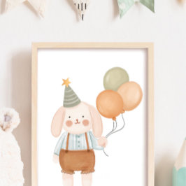 Söt barnkammare rosa kanin moln och stjärnor  poster
