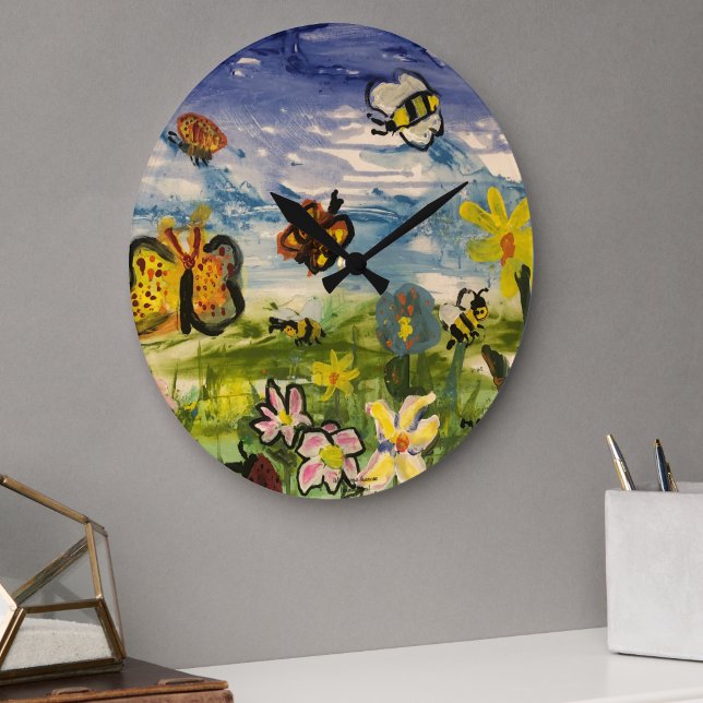 Söt barnkonst stor klocka ( Fun Children's art Clock)
