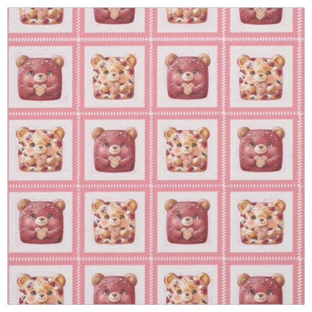 Söt bärplockad teddybjörn tyg (Provkarta)