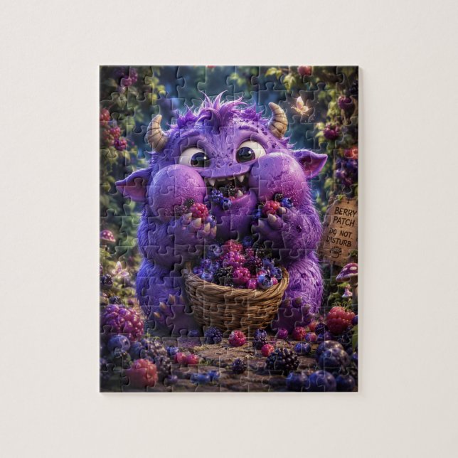 Söt Bärrytjuven Monster Fantasi Skogs Konst Pussel (Vertikal)