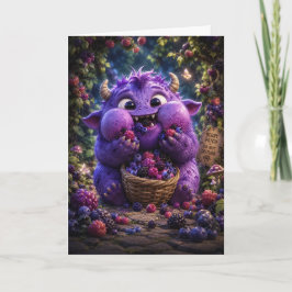 Söt Bärrytjuven Monster Fantasy Skogs Konst Kort