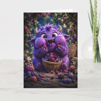 Söt Bärrytjuven Monster Fantasy Skogs Konst Kort