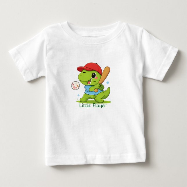 Söt baseboll-dinosaurie T-Rex sport T-shirt (Framsida)