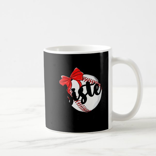 Söt baseboll lillasyster största fan båge kaffemugg (Höger)