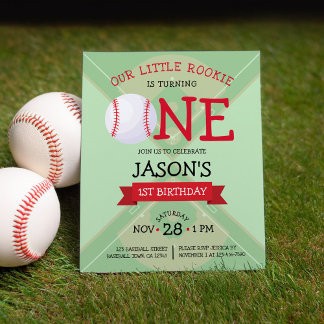 Söt basebollbandana Budget 1-års födelsedagsinbjud