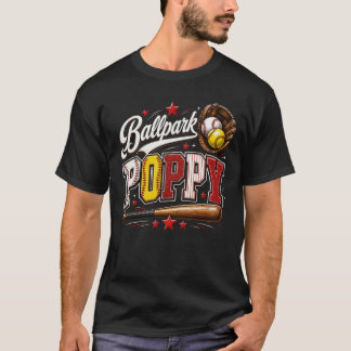 Söt Basebollplans Poppy Softboll Poppy Baseboll Po T Shirt