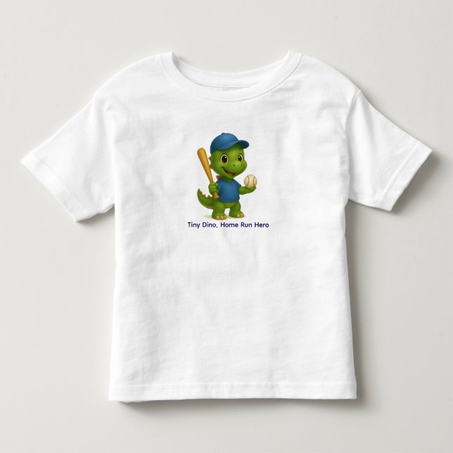 Söt basebolltröja med dinosaurie för barn t shirt (Framsida)