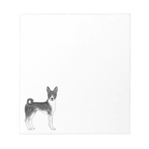 Söt Basenji-hundillustration i svart och vitt Anteckningsblock
