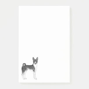 Söt Basenji-hundillustration i svart och vitt Post-it Block