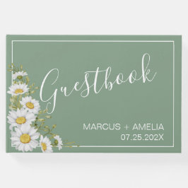 Söt Basil Grönt & White Daisy Bröllop Gästböcker