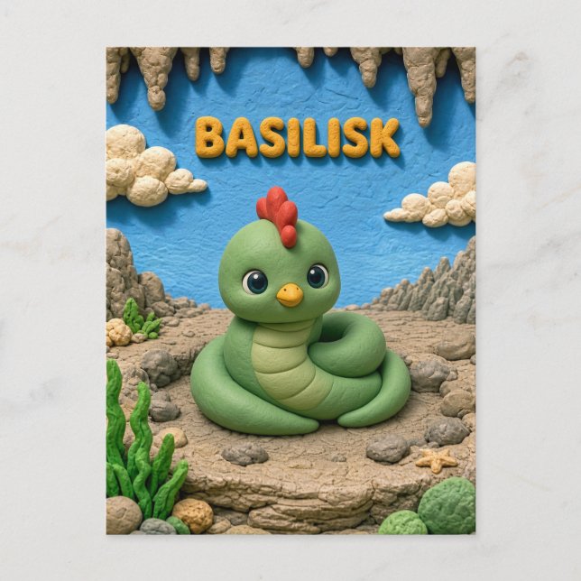 Söt Basiliskbaby, Mythiskt Vykort (Framsida)