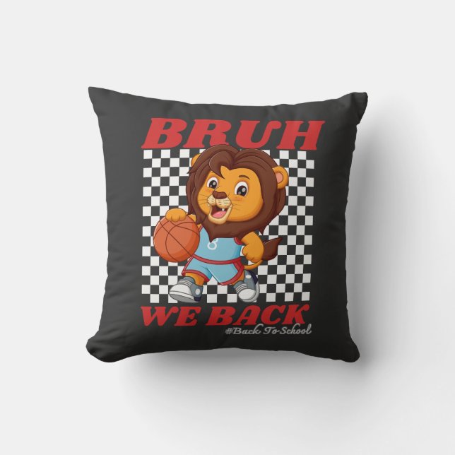 Söt basketboll lejon BRUH WE BACK Tillbaka till sk Kudde (Framsida)
