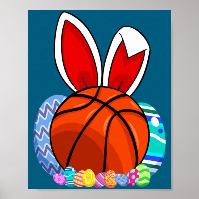 Söt basketboll påskäggskanin poster (Framsidan)