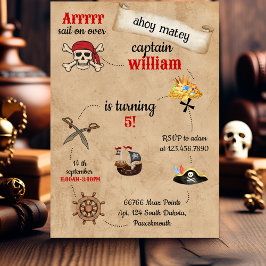Söt bassäng frakt Pirat födelsedag Inbjudningar