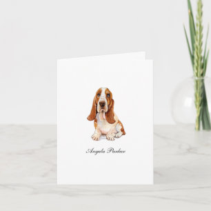 Söt Basset Hound akvarell vikt tackkort