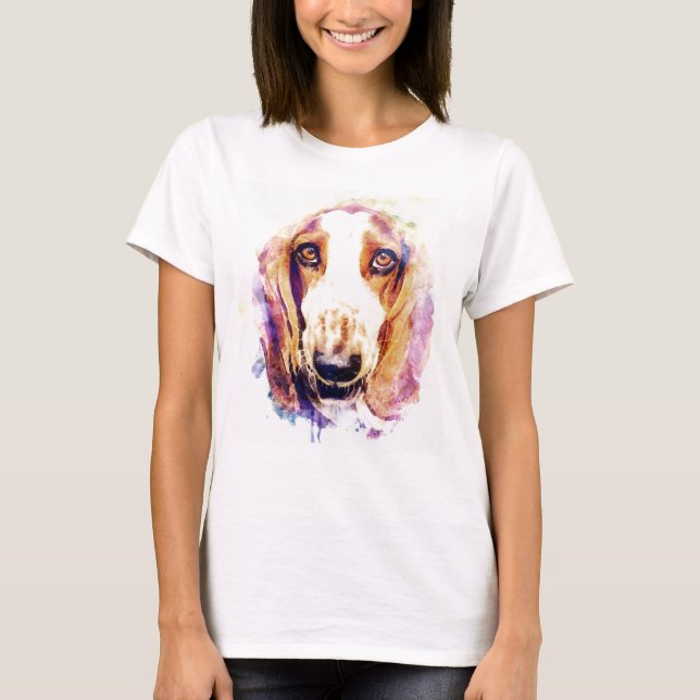 Söt Basset Hound Hund Ansikte T-Shirt (Framsida)