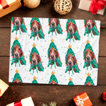 Söt Basset Hound Hund Mönster Jul