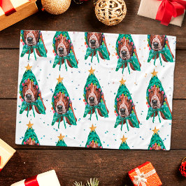 Söt Basset Hound Hund Mönster Jul Fleecefilt