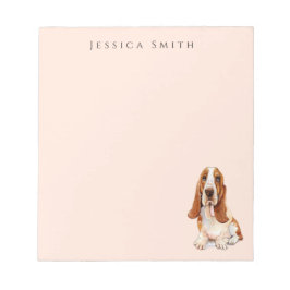 Söt Basset Hound-illustration på rosa Anteckningsblock