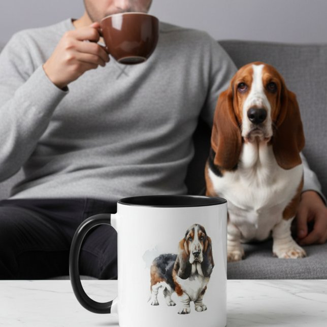 Söt Basset Hound-konst Personlig Mugg (Skapare uppladdad)