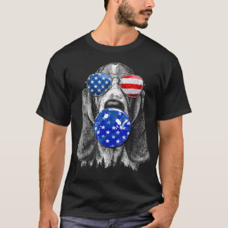 Söt Basset Hound som använder Usa Flagga Solglasög T Shirt