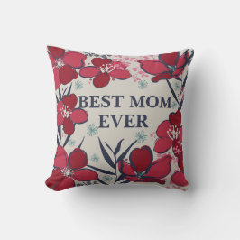 Söt, bäst mamma någonsin röd blommigt kudde