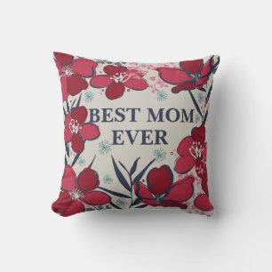 Söt, bäst mamma någonsin röd blommigt kudde